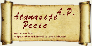 Atanasije Pecić vizit kartica